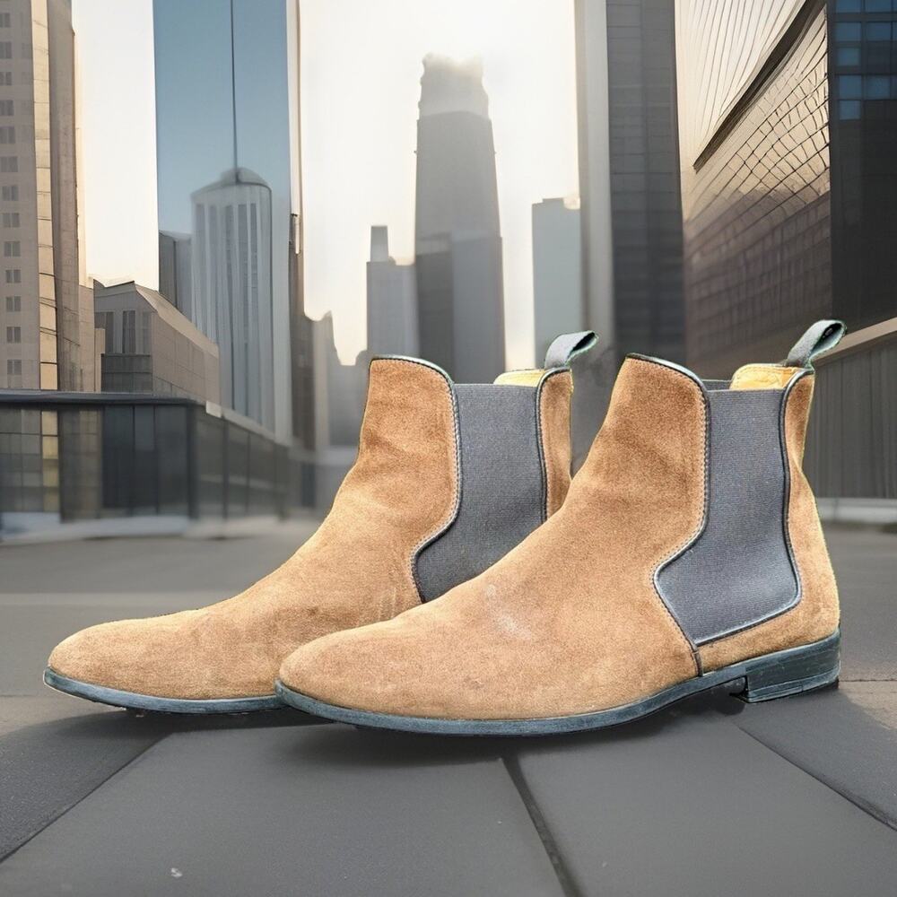 Harrys London Mark Chelsea Boots Suede Brown Mens Size 43.5 US 10.5 ($550+ New)